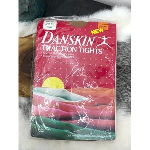 Vintage Danskin Traction Tights dance nylon style c 201 toast dots 80s Pantyhose